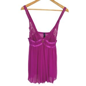 Rachel Roy Lace Mesh Babydoll Chemise Lingerie Plus Size 2X Pink Boudoir
